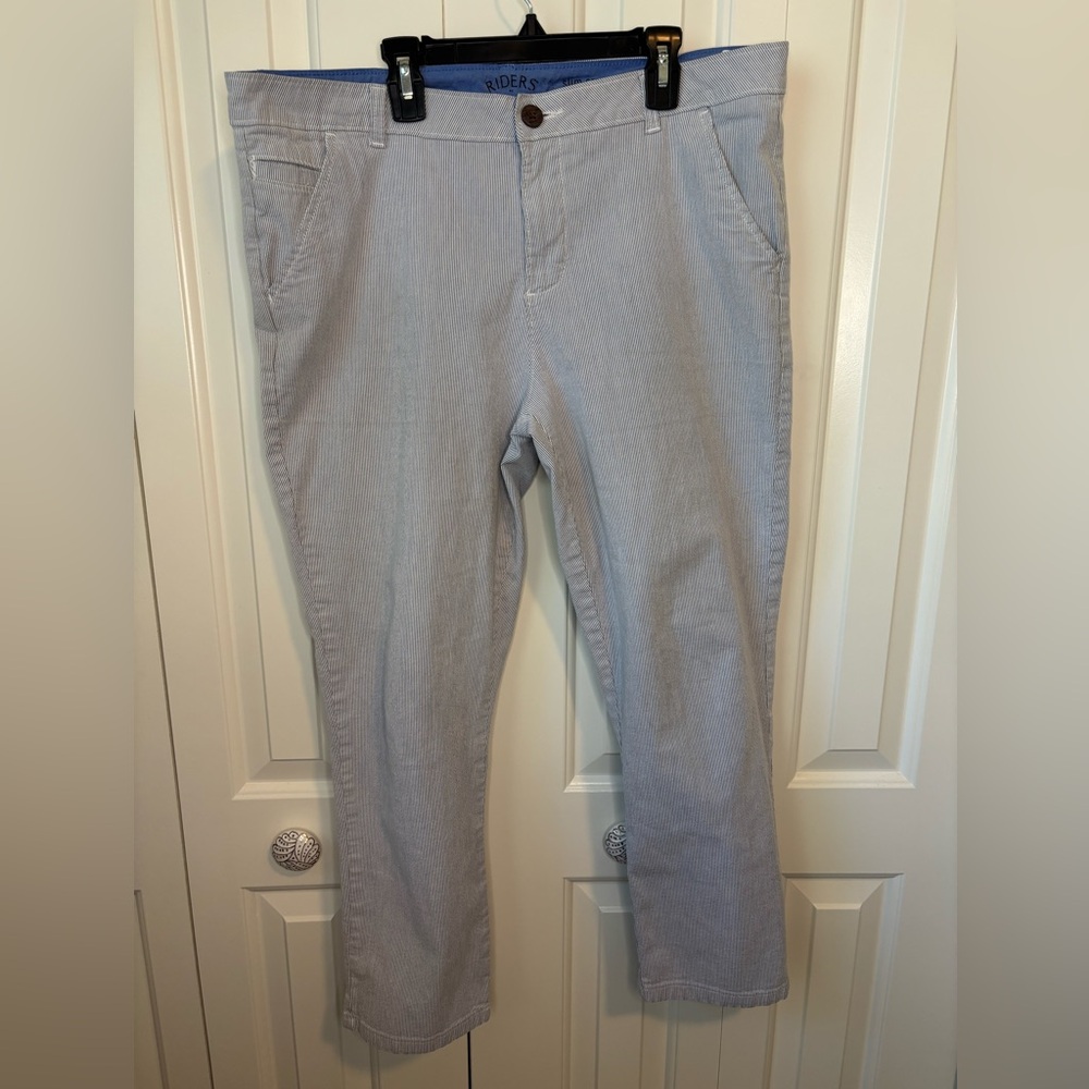 Lee Women's Light Blue Pinstripe Capris - Size 14M